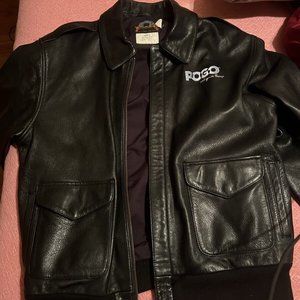 Cooper Leather Jacket 100% Goat Leather VINTAGE Large Pogo Embroidered